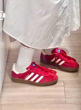 三叶草ADIDAS GAZELLE INDOOR男女款红色休闲德训T头鞋板鞋IF1808