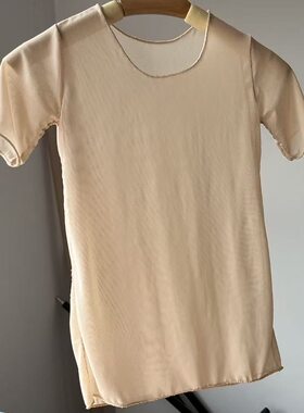 儿童舞蹈打底衫肤色舞蹈衣超薄隐形网纱女童紧身练功服演出打底衣