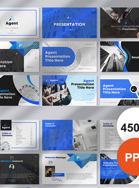 高级感PPT模板蓝色商务动态公司简介业务分析汇报封面目录模版