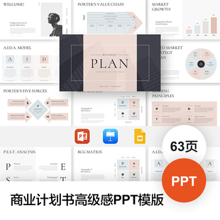 商业计划书市场分析策略高级感简约图形汇报PPT模板