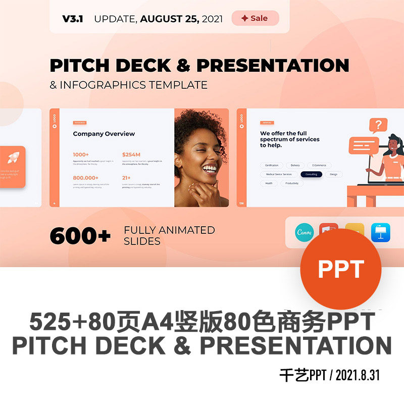 竖版ppt模板扁平化设计商务简约风创意图形企业宣传时尚ppt素材新