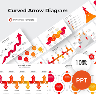 ppt模板项目管理时间轴灯泡战略箭头路线图形素材模版