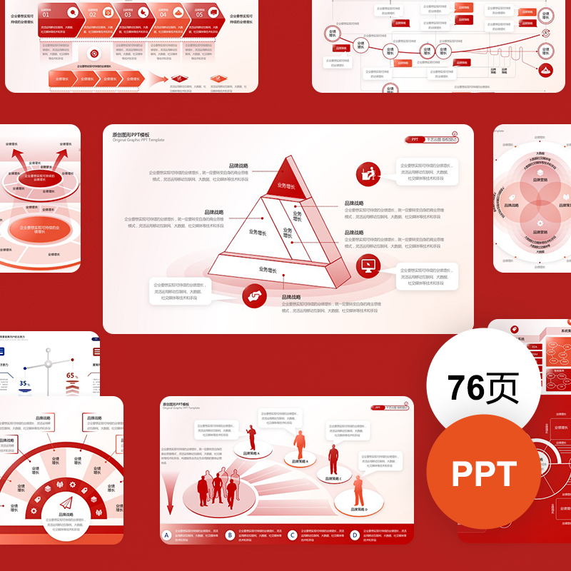 企业数字化组织架构数字营销提案高级模型逻辑图形PPT模板