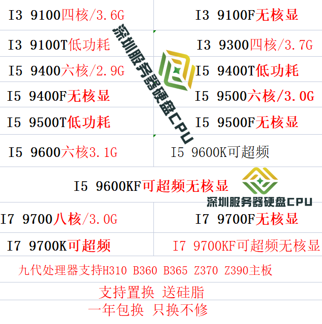 9600kf 9100F 9900散片cpu 9500 9400T 9600k 9700KF