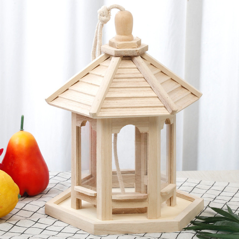 木质工艺品 鸟房子室内装饰 创意实木装饰摆饰 挂饰木质鸟窝阁楼 - 实物图