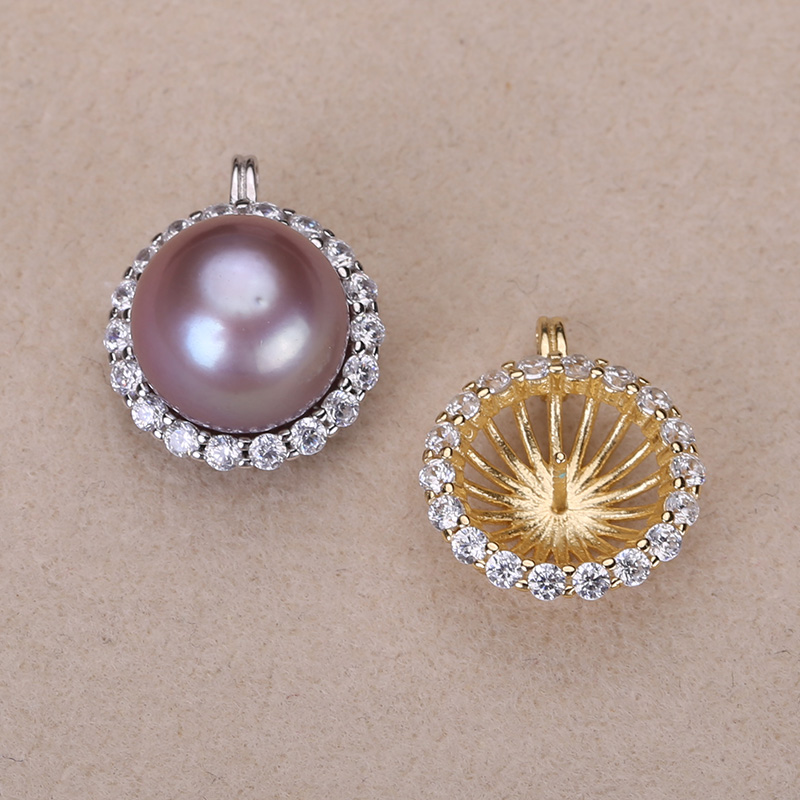 DIY手工制作珍珠项坠不含珍珠太阳花吊坠银饰 s925纯银吊坠配件