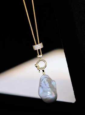 珍珠吊坠配件 s925纯银含项链 配件套链 diy吊坠项坠空托手工饰品