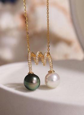 DIY手工制作珍珠项坠音符螺旋双珠吊坠银饰 s925纯银吊坠空托配件