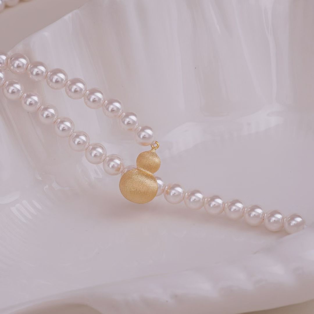 s925纯银时尚珍珠项链手链毛衣链手工diy制作串珠饰品y字葫芦银扣