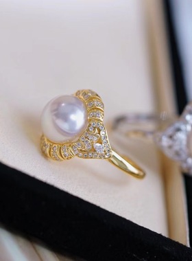 s925纯银戒指环 银饰开口可调节珍珠戒指托 DIY手工制作银配件