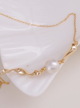 珍珠吊坠配件 s925纯银含项链 配件套链 diy项坠全孔空托手工制作