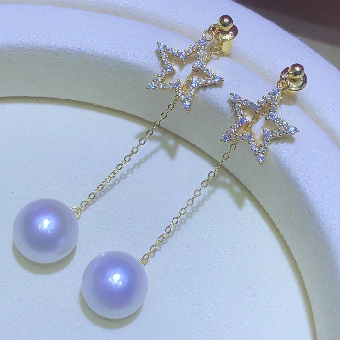 s925纯银金晨同款星星耳钉耳线配件 孤注一掷珍珠饰品diy手工制作