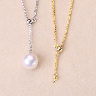 diy吊坠项坠手工配件饰品 y字套链 珍珠吊坠配件 s925纯银肖邦链