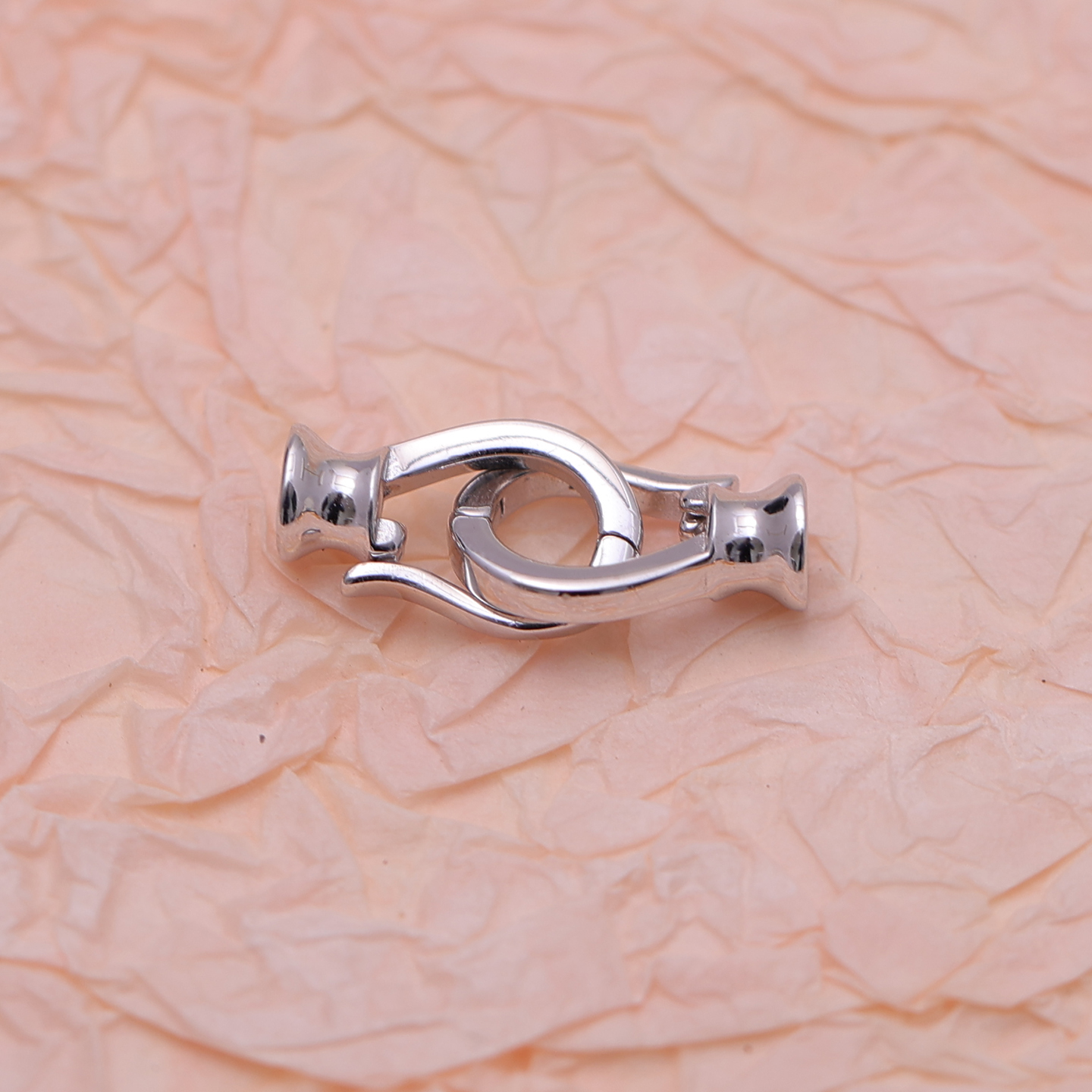 s925纯银时尚珍珠双环项链手链毛衣链 手工diy制作串珠饰品银扣