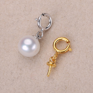 s925纯银饰品扣子 弹簧扣带珠冒吊坠珍珠手链项链搭扣diy手工制作