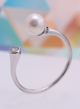 s925纯银戒指环 银饰开口可调节珍珠戒指托 DIY手工制作银配件