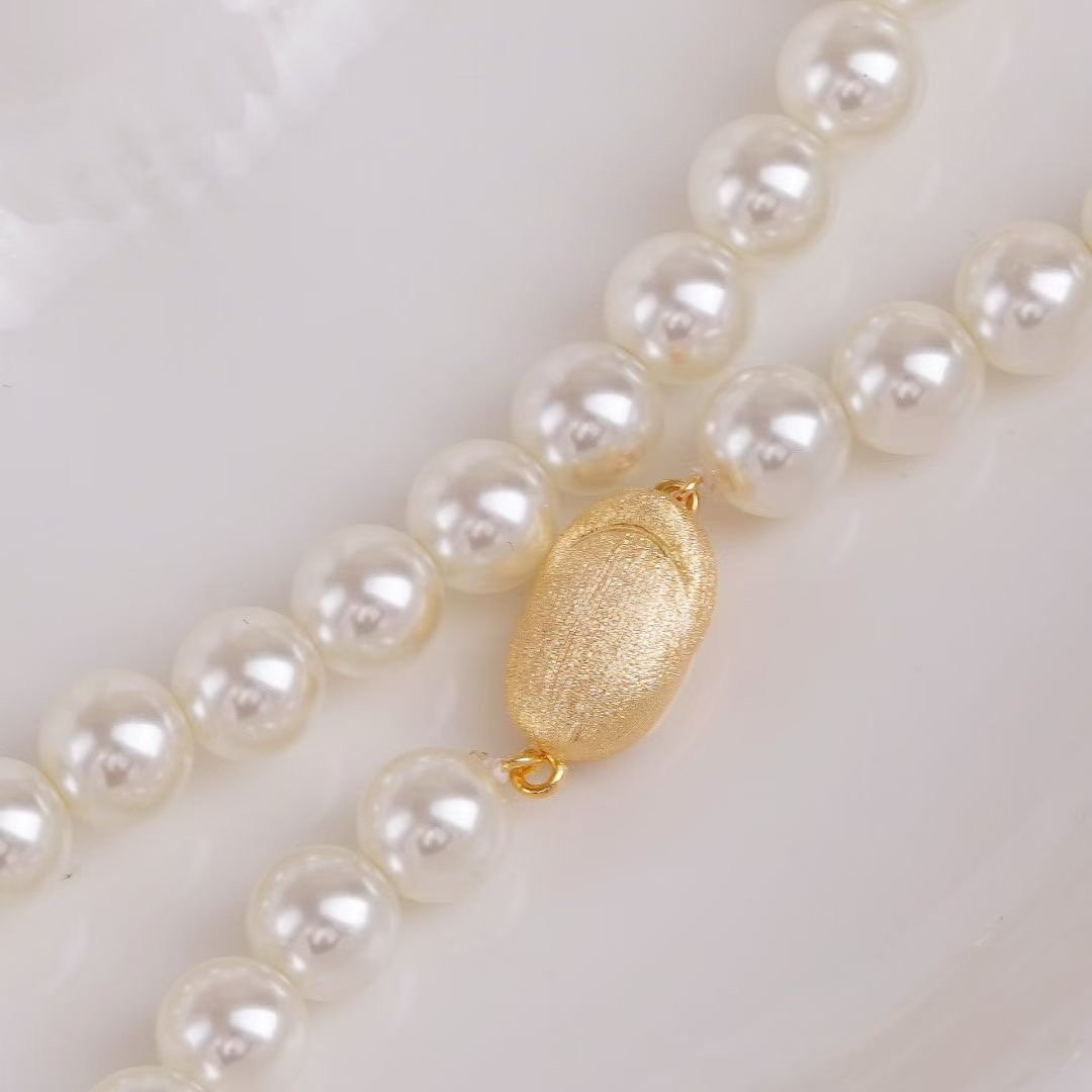 s925纯银珍珠项链手链毛衣链 手工diy制作串珠饰品磨砂插棒银扣