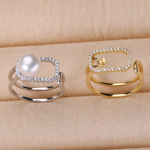 戒指环银饰可调节珍珠DIY手工