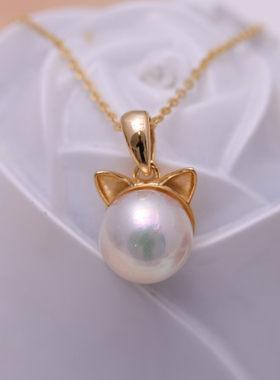 DIY手工制作珍珠项坠吊坠银饰 s925纯银挂坠轻奢猫咪空托配件