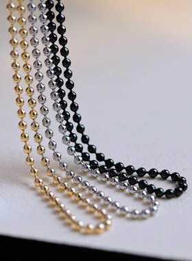 珍珠项链配件 s925纯银含项链 豆豆套链 diy吊坠项坠空托手工饰品