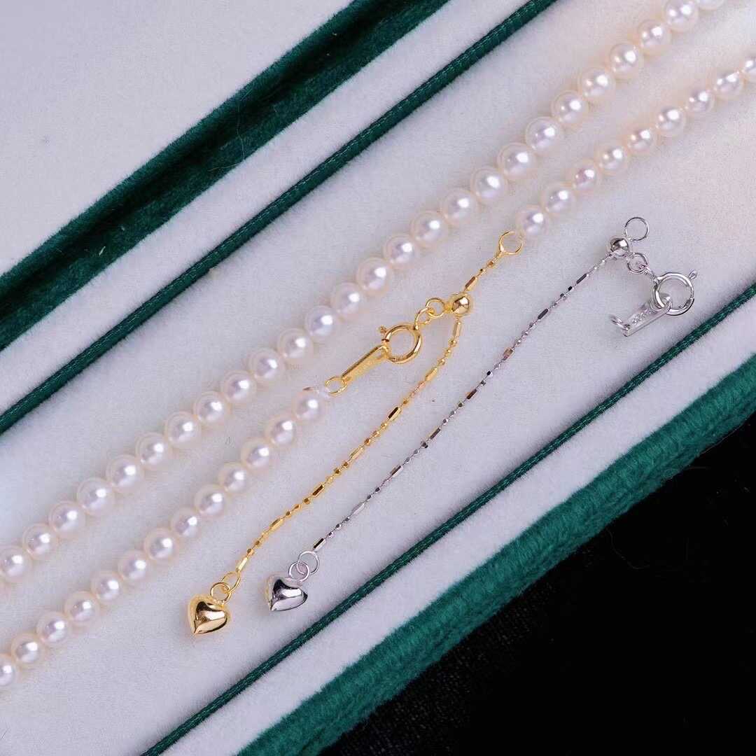 s925纯银时尚珍珠项链手链 手工diy制作串珠饰品爱心尾链银扣