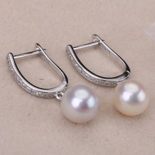 s925纯银银饰耳钉耳扣配件 珍珠饰品diy手工制作耳饰一对耳钉