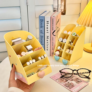化妆包收纳盒斜插分格桌面化妆品护肤品杂物整理收纳筒口红置物架