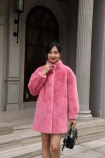 保暖大衣环保皮大衣 外套冬季 皮毛一体2024秋冬新款 整皮鹿皮绒女款