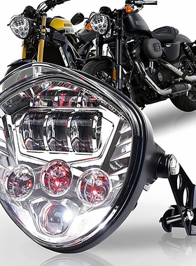 龙嘉V咖奔达250BOX400哈雷883复古摩托车通用改装LED天使眼前大灯