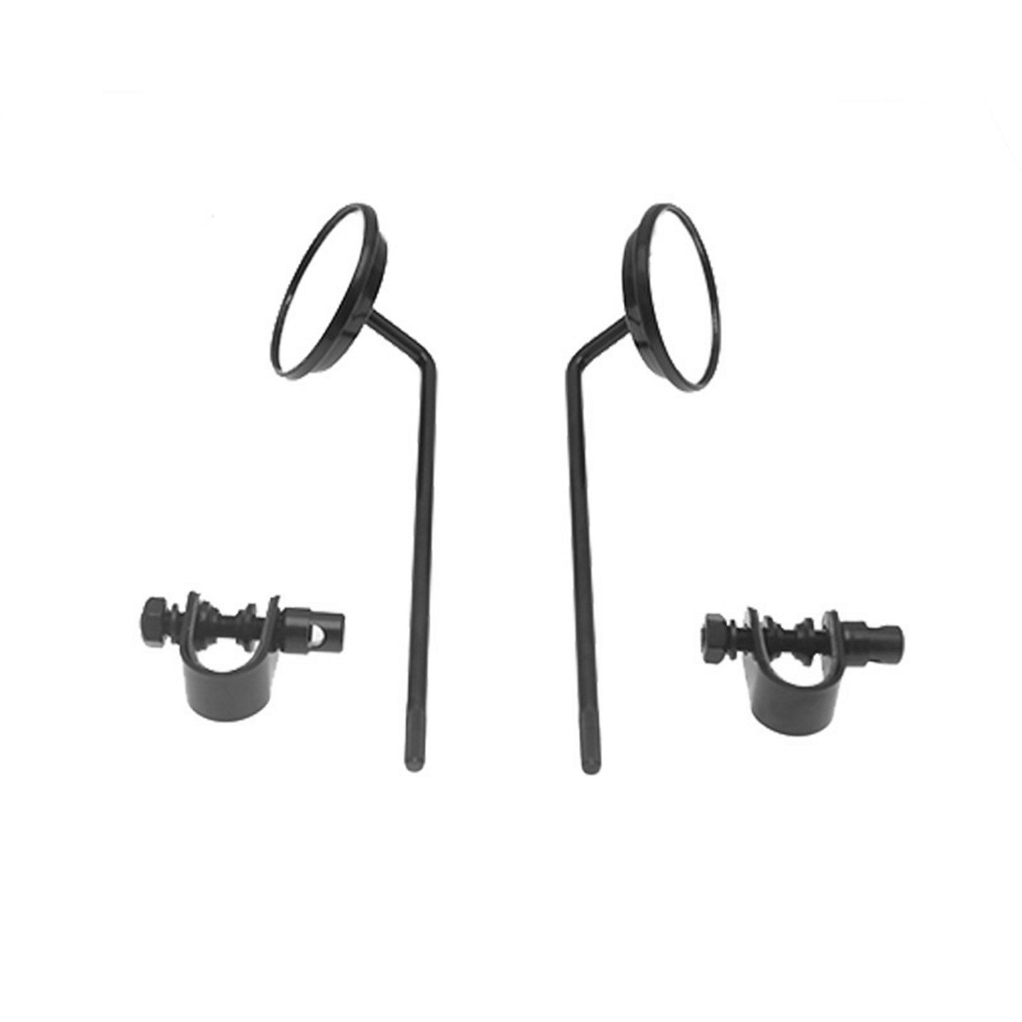 哈雷电瓶车摩托车后视镜复古改装长镜杆卡钳夹式圆形反光镜倒车镜