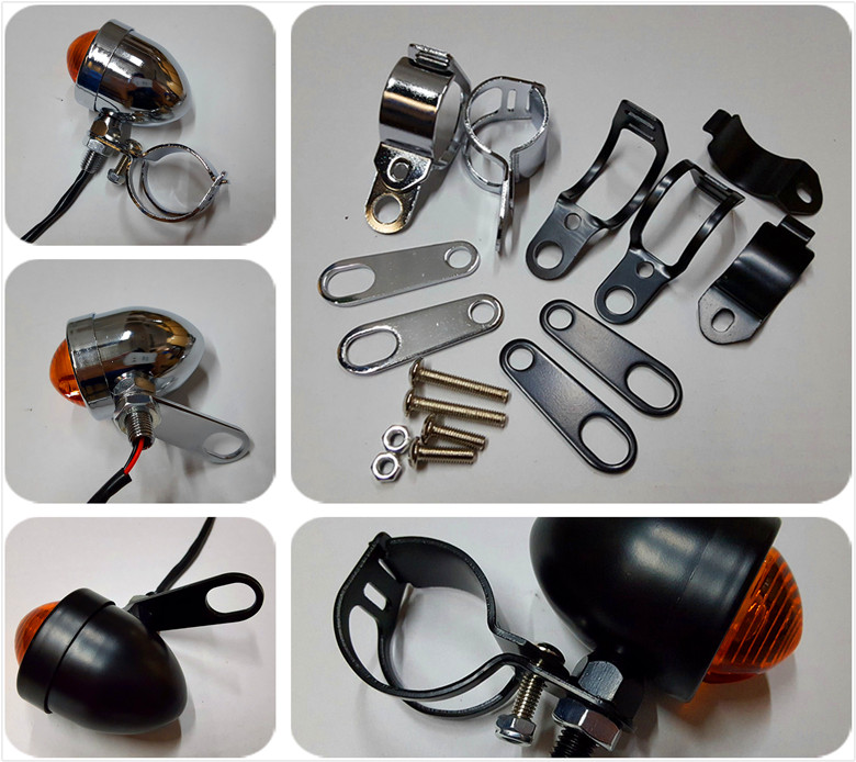 摩托车配件巡航太子车改装复古转向灯转弯灯方向灯前后灯码支架