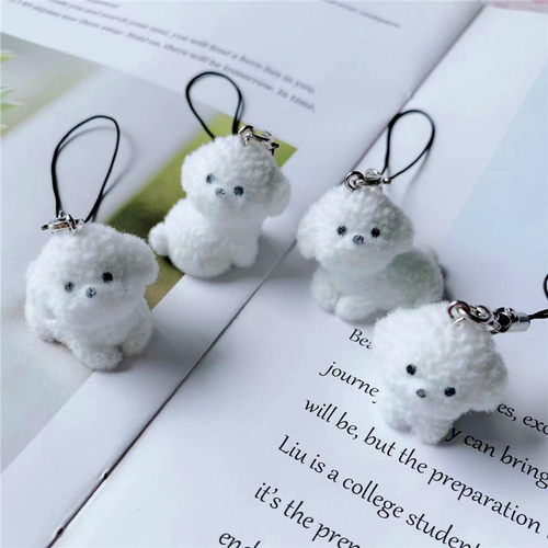 树脂植绒可爱立体狗狗手机挂件情侣男女u盘吊坠包包挂饰手机链