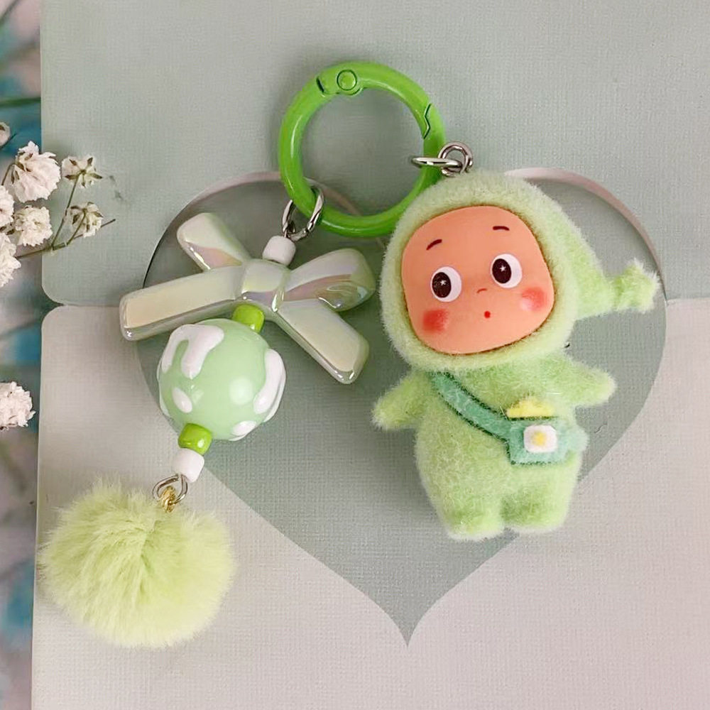 植绒星星人M珠钥匙扣玩偶挂饰diy手机萌粒挂件毛绒公仔创意装饰图片