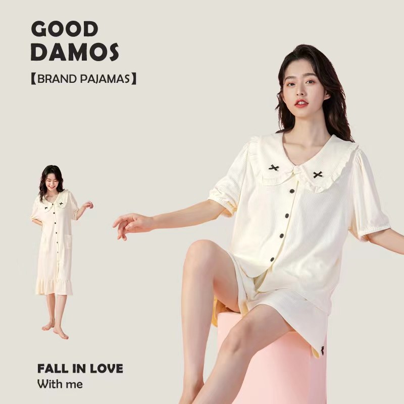 2022年甜美睡衣女夏季纯棉短袖家居服可爱少女吊带睡裙薄款ins风