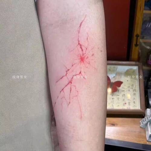 血脉防水彩色持久纹身ins高颜值个性暗黑辣妹小手臂仿真锁骨贴纸