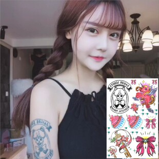 网红同款纹身贴韩安冉同款纹身贴美少女冰淇淋纹身软妹福蝶结纹身