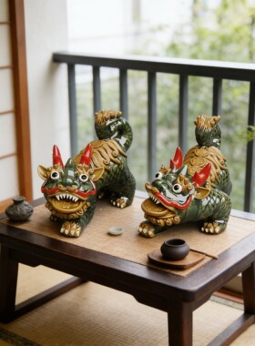 陶瓷对装麒麟多色神兽新居家入伙