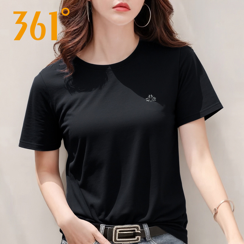 361度运动T恤女2025夏季新款圆领短袖速干透气休闲上衣662424133F