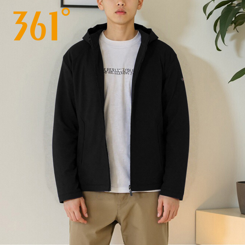 361度男式风衣外套连帽短款吸湿排汗运动针织上衣秋季552534012A