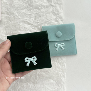 DIY刺绣蝴蝶结绒布袋耳饰首饰收纳小众多巴胺防尘包ins风高级包装