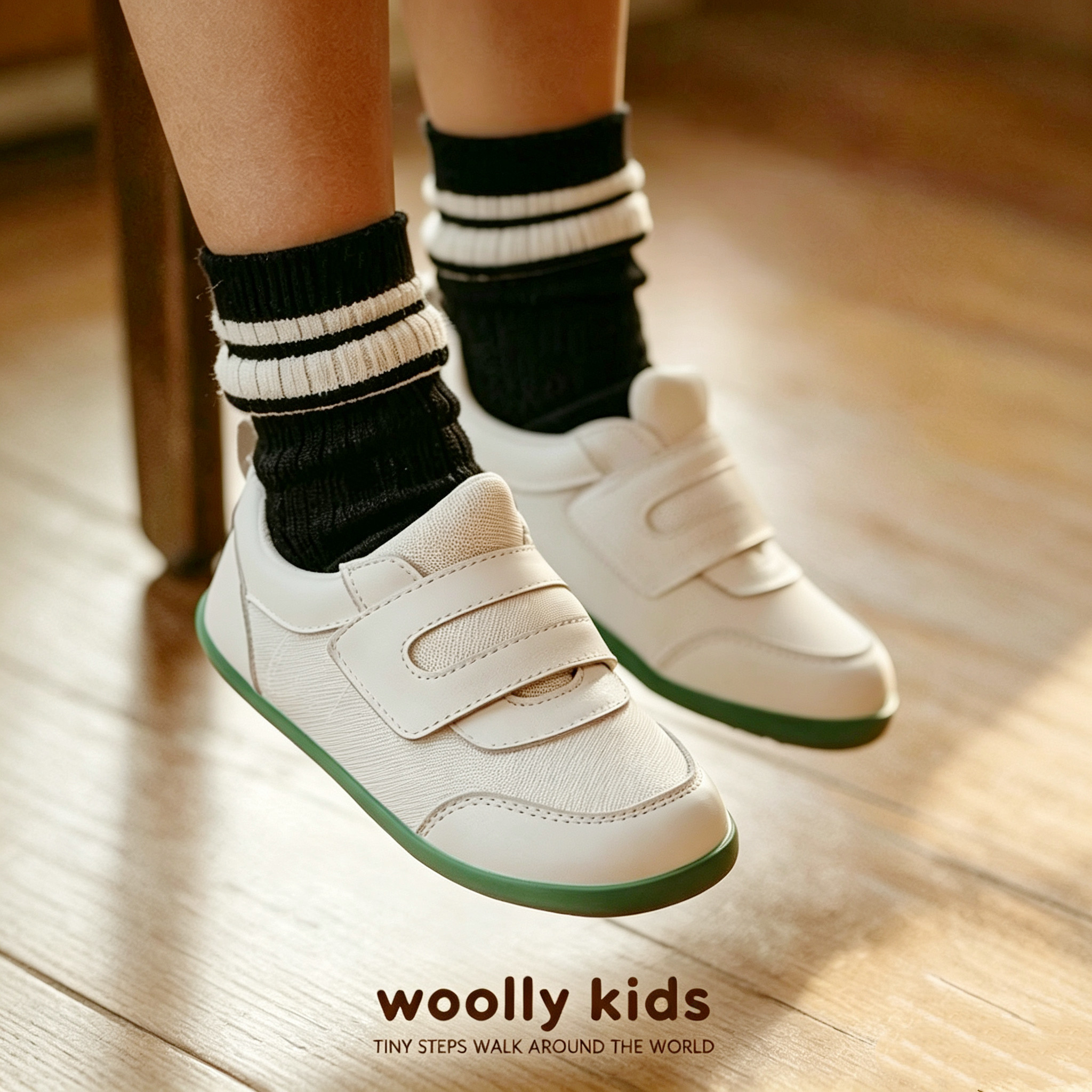woollykids儿童魔术贴小白鞋