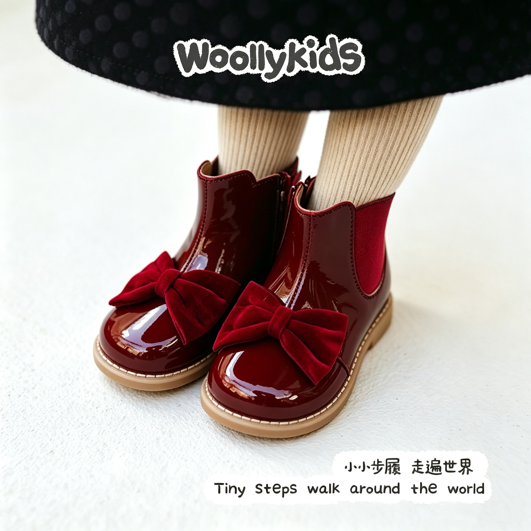 woollykids女童蝴蝶结真皮小靴子