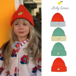 荷兰Sticky Lemon冬季儿童针织撞色毛线帽 时尚保暖百搭