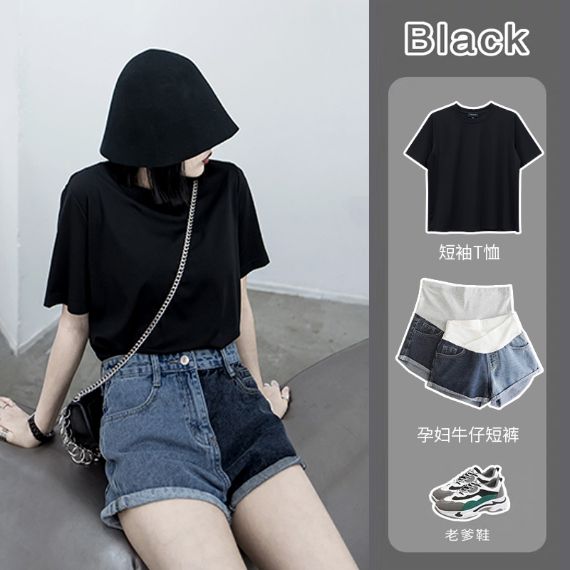 孕妇夏装裤子女牛仔短裤夏季外穿时尚薄款低腰热裤宽松打底裤潮妈