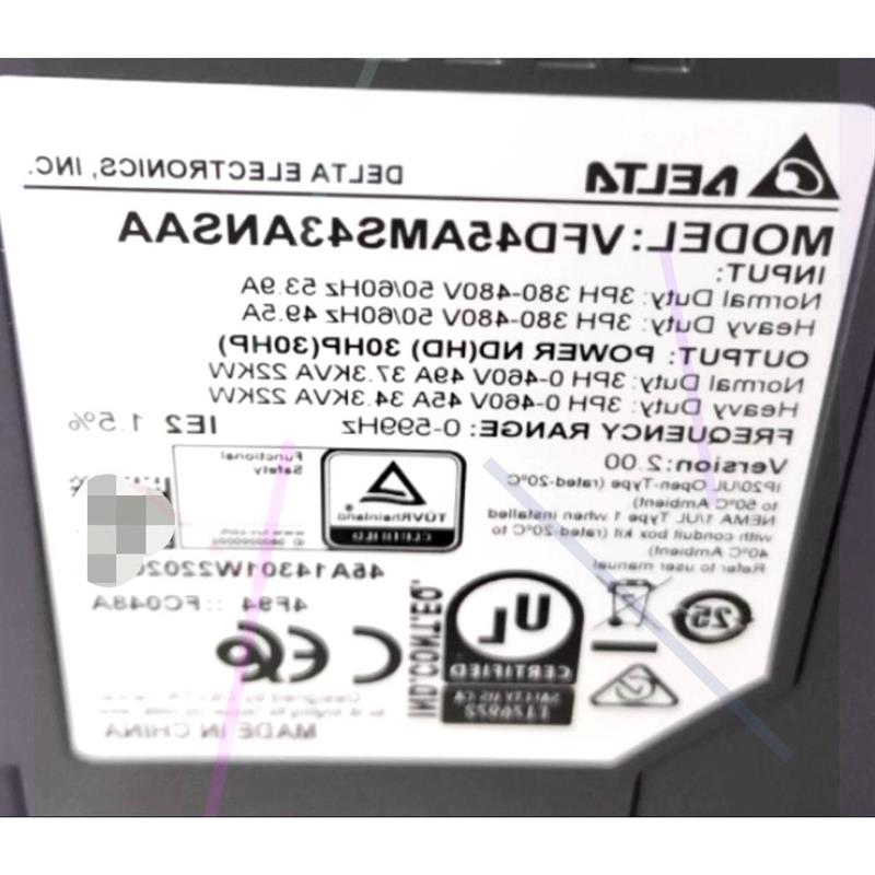 议价VFD45AMH43ANSAA台达22千瓦变频器,全新原装正