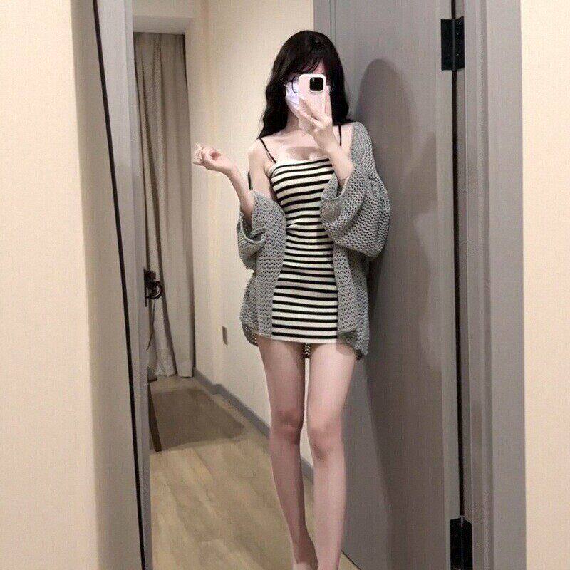 辣妹条纹吊带洋装女夏季