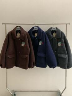 韩货venti秋冬新款韩版宽松休闲百搭加厚保暖羊羔毛外套女