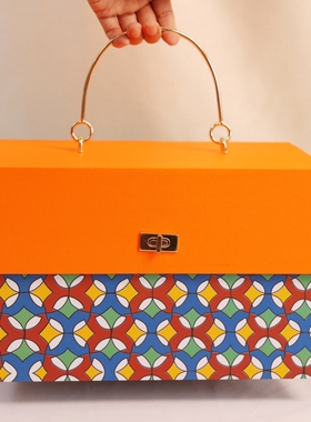 高档橙色大号硬纸盒中秋礼品盒喜糖礼盒宝宝满月礼品盒生日礼物盒