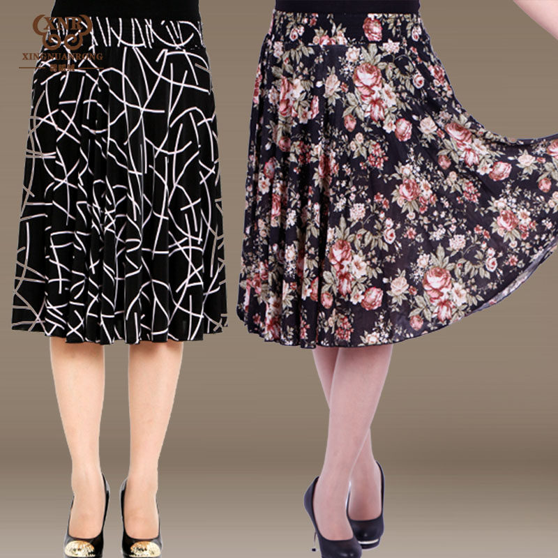 中老年女裝夏裝短裙媽媽裝松緊中高腰半身裙中年婦女大碼跳舞裙子在類目 女裝/女士精品, 中老年女裝中 - 來自Buy2taobao.com提供專業的淘寶代購服務