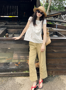 HEIDY海蒂亚麻松紧腰九分裤